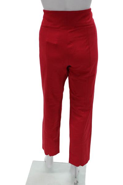 The Script Womens Ankle Pants Red Cotton Zip Size 8