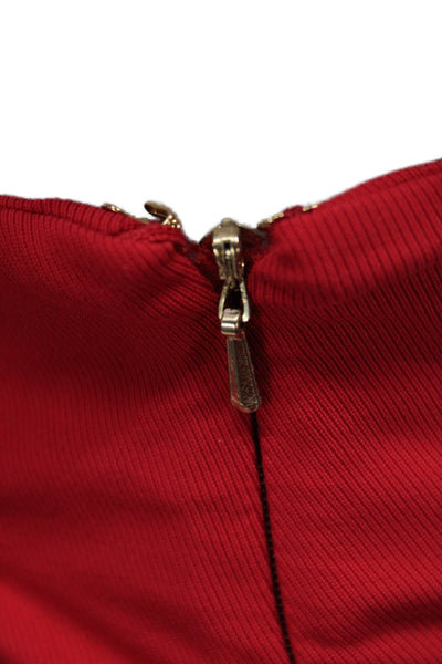 The Script Womens Ankle Pants Red Cotton Zip Size 8