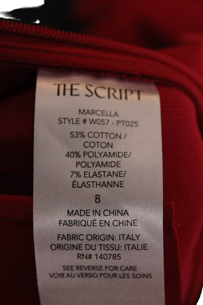 The Script Womens Ankle Pants Red Cotton Zip Size 8