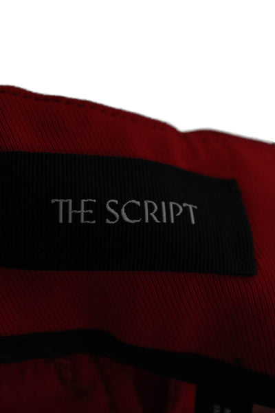 The Script Womens Ankle Pants Red Cotton Zip Size 8