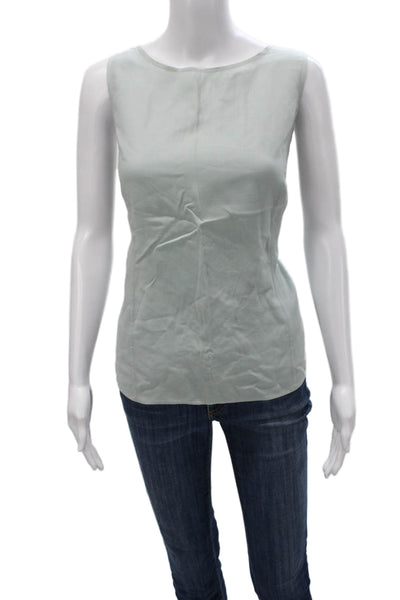 Akris Women Boat Neck Sleeveless Basic Blouse Green Wool Size 10