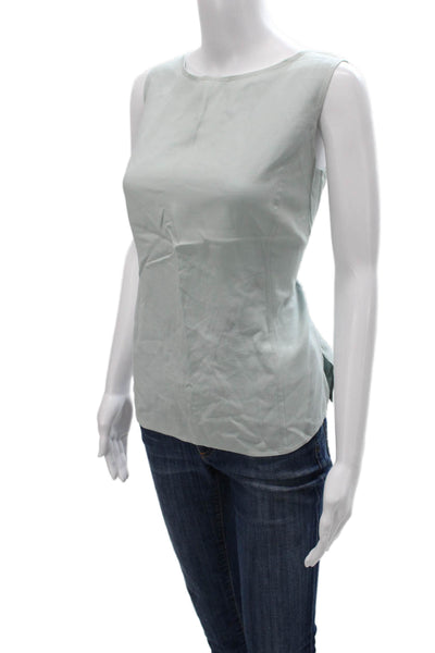Akris Women Boat Neck Sleeveless Basic Blouse Green Wool Size 10