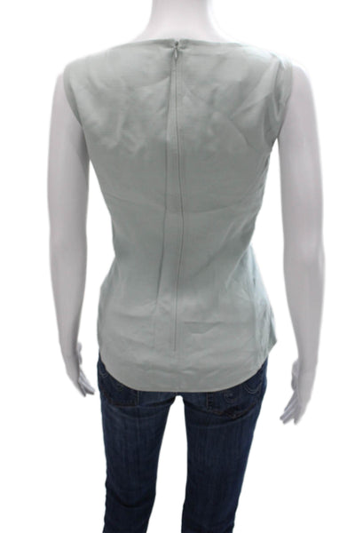 Akris Women Boat Neck Sleeveless Basic Blouse Green Wool Size 10