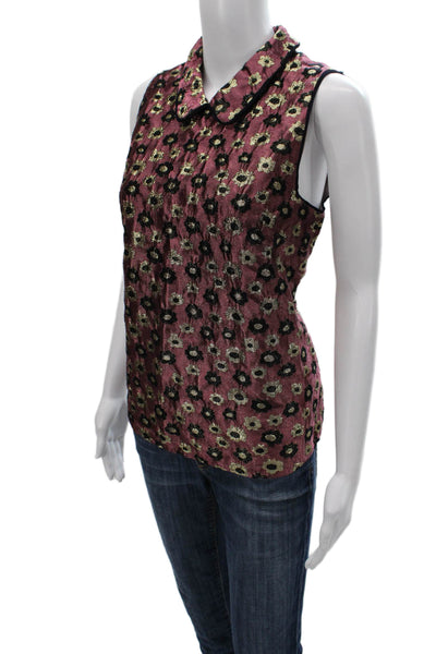 J Crew Collection Womens Floral Wool Sleeveless Blouse Multicolor Size 10
