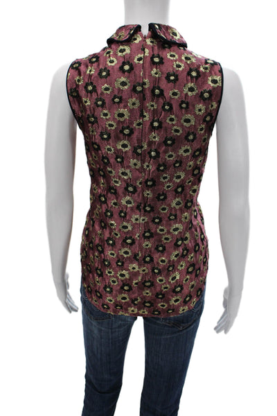J Crew Collection Womens Floral Wool Sleeveless Blouse Multicolor Size 10