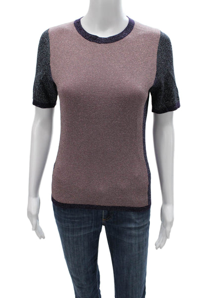 Boss Hugo Boss Women Pullover Colorblock Wool Pink Short Sleeve Size XS