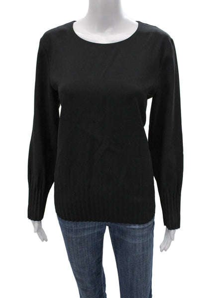 COS Women Basic Black Blouse Long Sleeve Round Neck Zip Polyester Size 8