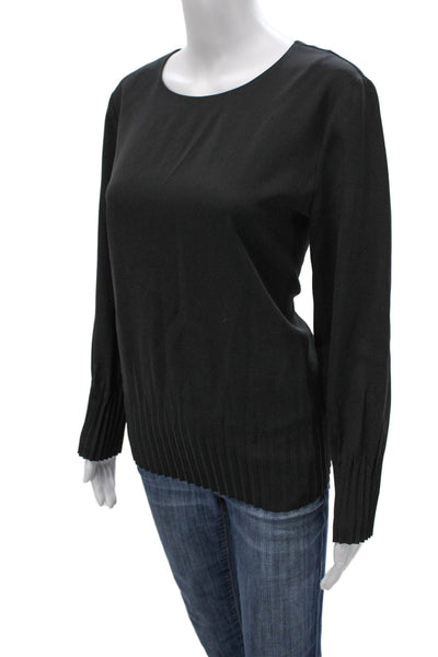 COS Women Basic Black Blouse Long Sleeve Round Neck Zip Polyester Size 8
