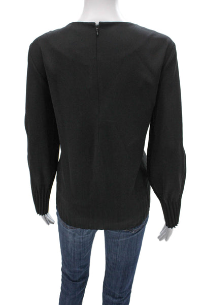 COS Women Basic Black Blouse Long Sleeve Round Neck Zip Polyester Size 8