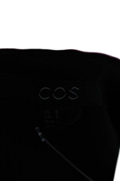 COS Women Basic Black Blouse Long Sleeve Round Neck Zip Polyester Size 8