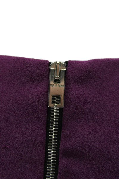 Rag & Bone Womens Colorblock Purple Round Neck Zip Long Sleeve Blouse Size S