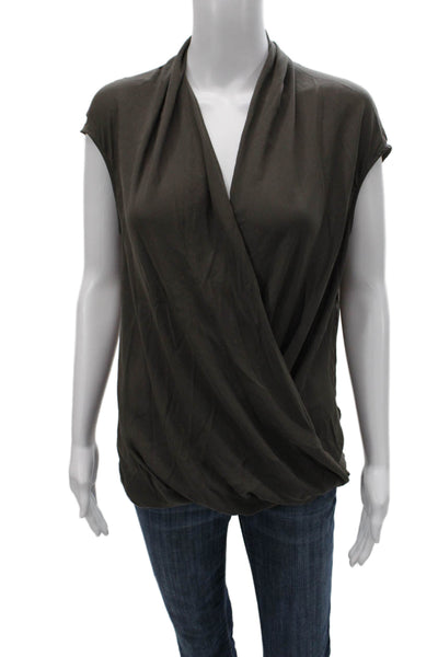 Helmut Lang Women Blouse Green Cowl Neck Sleeveless Polyester Size XS