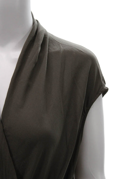 Helmut Lang Women Blouse Green Cowl Neck Sleeveless Polyester Size XS