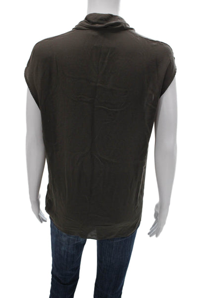 Helmut Lang Women Blouse Green Cowl Neck Sleeveless Polyester Size XS