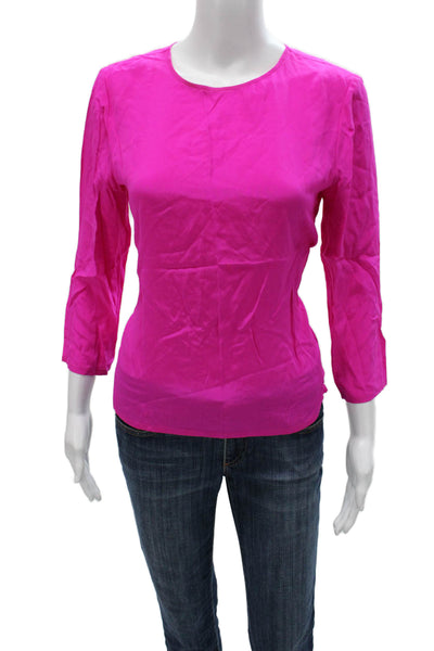 Polo Ralph Lauren Womens Silk Basic Blouse Pink Round Neck 3/4 Sleeve Size 6