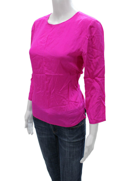 Polo Ralph Lauren Womens Silk Basic Blouse Pink Round Neck 3/4 Sleeve Size 6
