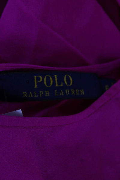 Polo Ralph Lauren Womens Silk Basic Blouse Pink Round Neck 3/4 Sleeve Size 6