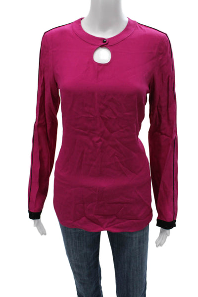 Akris Punto Women Basic Viscose Pink Round Neck Long Sleeve Blouse Size 6
