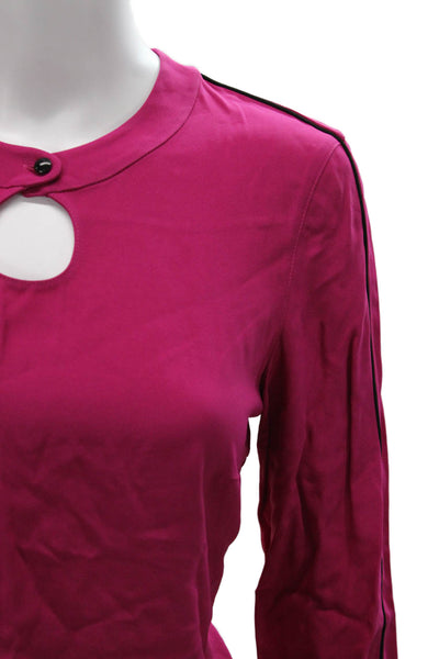 Akris Punto Women Basic Viscose Pink Round Neck Long Sleeve Blouse Size 6