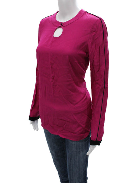 Akris Punto Women Basic Viscose Pink Round Neck Long Sleeve Blouse Size 6
