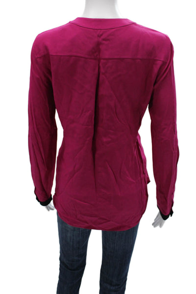 Akris Punto Women Basic Viscose Pink Round Neck Long Sleeve Blouse Size 6