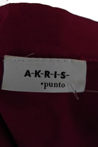 Akris Punto Women Basic Viscose Pink Round Neck Long Sleeve Blouse Size 6