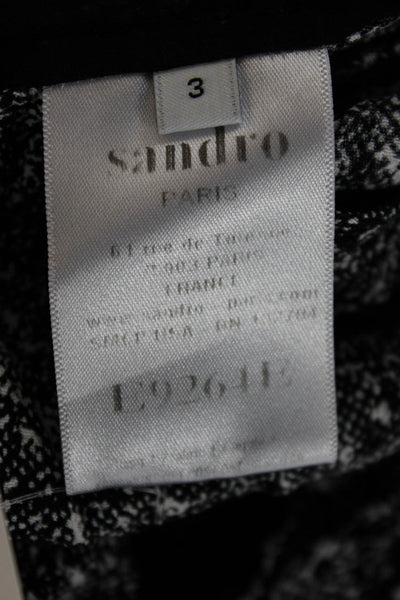 Sandro Womens Black Sleeveless V-Neck Patterned Button Polyester Blouse Size 3
