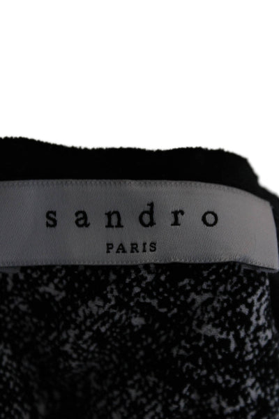 Sandro Womens Black Sleeveless V-Neck Patterned Button Polyester Blouse Size 3