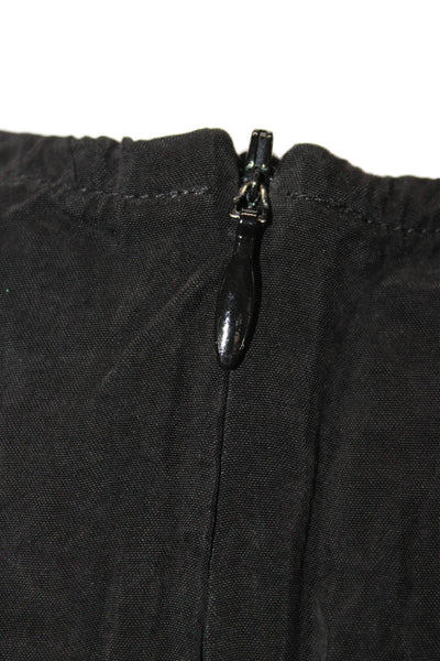 EENVOUD Womens Basic Tank Black 100% Cupro Round Neck Zip Closure Size S