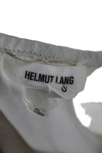 Helmut Lang Womens Basic Ivory Cotton Sleeveless Crew Neck Zip Tank Size S