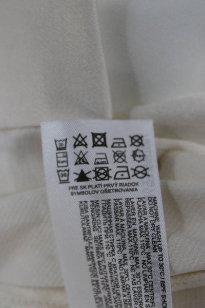 MNG Women Basic Ivory Long Sleeve Round Neck Polyester Blouse Size 8