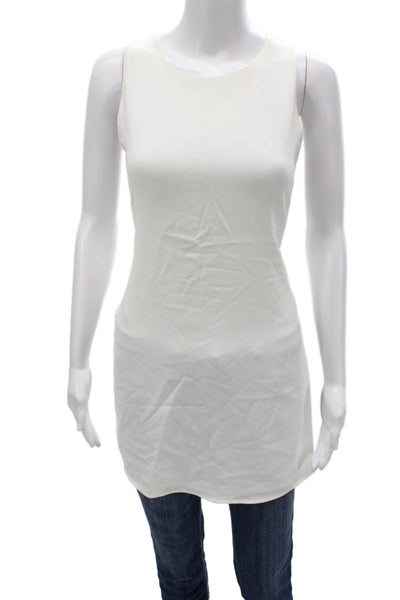 Worth Women Tunic Sleeveless White Round Neck Triacetate Size 8