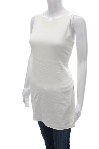 Worth Women Tunic Sleeveless White Round Neck Triacetate Size 8