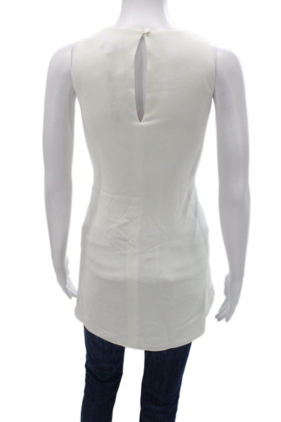 Worth Women Tunic Sleeveless White Round Neck Triacetate Size 8