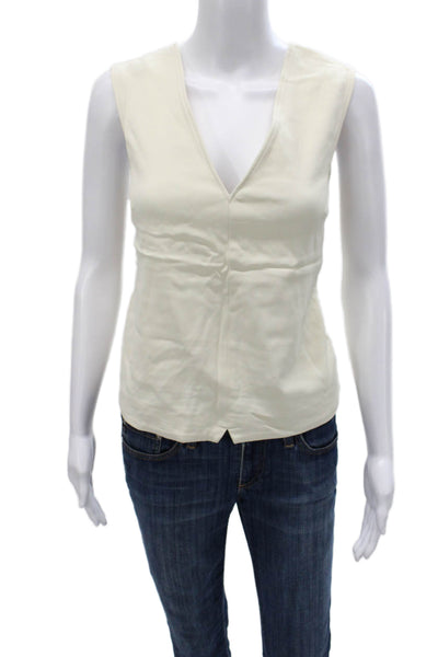 Rag & Bone Womens Ivory V-Neck Sleeveless Viscose Basic Tank Size S