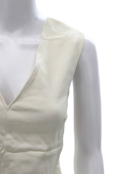Rag & Bone Womens Ivory V-Neck Sleeveless Viscose Basic Tank Size S