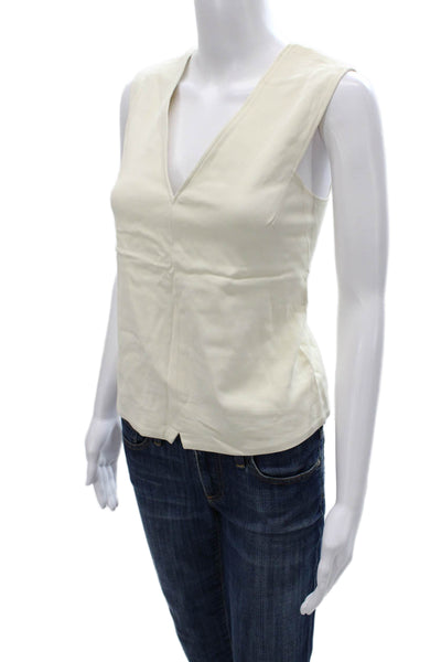 Rag & Bone Womens Ivory V-Neck Sleeveless Viscose Basic Tank Size S