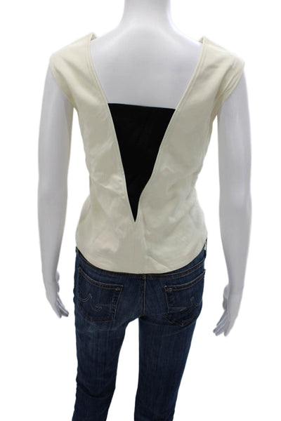 Rag & Bone Womens Ivory V-Neck Sleeveless Viscose Basic Tank Size S