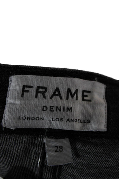 Frame Denim Women Skinny Black Jeans Mid Rise Cotton Blend Size 28