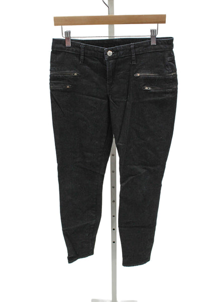 Helmut Lang Womens Skinny Biker Black Jeans Mid Rise Zip Size 27