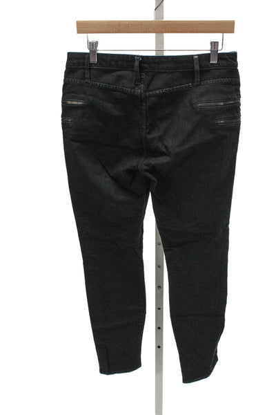 Helmut Lang Womens Skinny Biker Black Jeans Mid Rise Zip Size 27