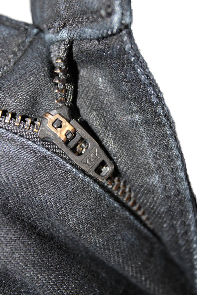 Helmut Lang Womens Skinny Biker Black Jeans Mid Rise Zip Size 27