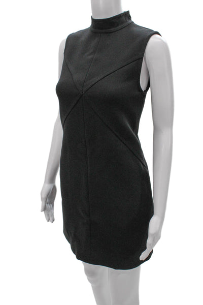 Rachel Zoe Women Mini Dress Gray Mock Neck Geometric Sleeveless Zip Size 4