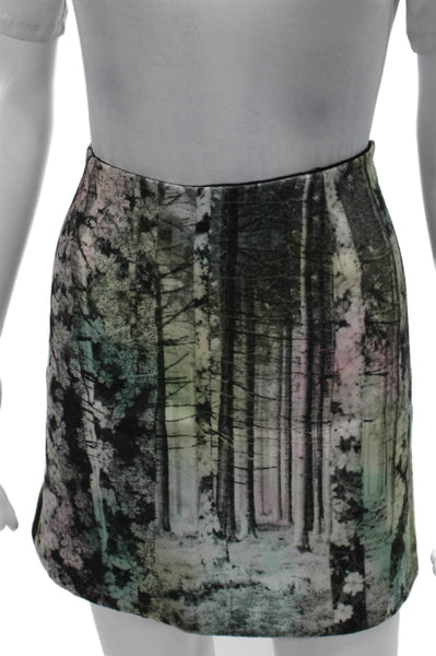 Tibi Women Multicolor Forest Print Straight Pencil Skirt Size 10
