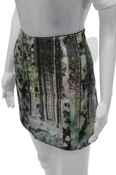 Tibi Women Multicolor Forest Print Straight Pencil Skirt Size 10