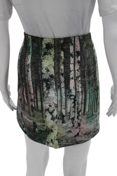 Tibi Women Multicolor Forest Print Straight Pencil Skirt Size 10