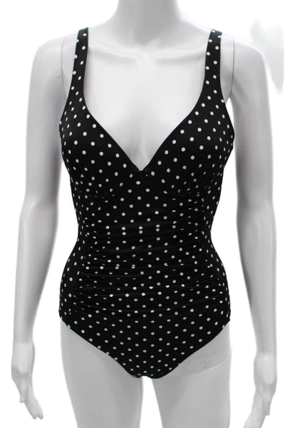 Spanx Women Swimwear Polka Dot Black Nylon Size 6