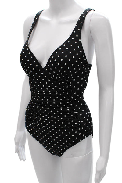 Spanx Women Swimwear Polka Dot Black Nylon Size 6