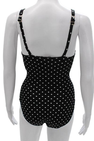 Spanx Women Swimwear Polka Dot Black Nylon Size 6