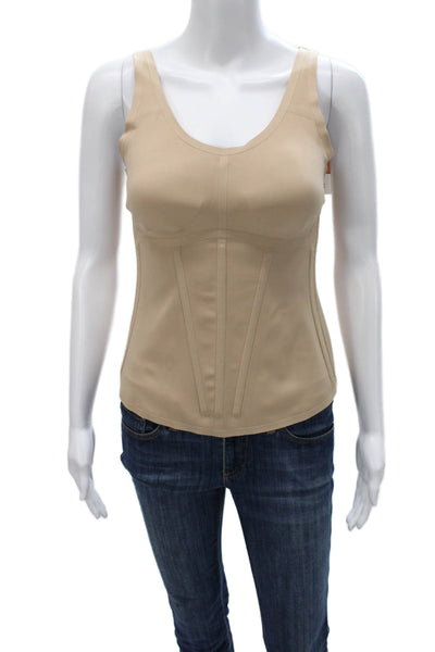 Honey Love Women Shaping Top Beige Nylon Scoop Neck Sleeveless Solid Size M
